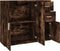 vidaXL - Dressoir - 91x29,5x75 - cm - bewerkt - hout - gerookt - eikenkleurig