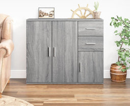 vidaXL - Dressoir - 91x29,5x75 - cm - bewerkt - hout - grijs - sonoma - eikenkleurig