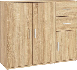 vidaXL - Dressoir - 91x29,5x75 - cm - bewerkt - hout - sonoma - eikenkleurig