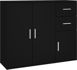 vidaXL - Dressoir - 91x29,5x75 - cm - bewerkt - hout - zwart