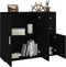 vidaXL - Dressoir - 91x29,5x75 - cm - bewerkt - hout - zwart