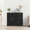 vidaXL - Dressoir - 91x29,5x75 - cm - spaanplaat - zwart - eikenkleurig