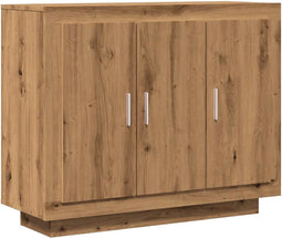 vidaXL - Dressoir - 92x35x75 - cm - bewerkt - hout - artisanaal - eikenkleur