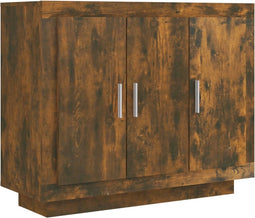 vidaXL - Dressoir - 92x35x75 - cm - bewerkt - hout - gerookt - eikenkleurig