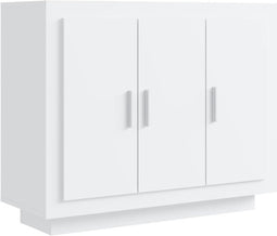 vidaXL - Dressoir - 92x35x75 - cm - bewerkt - hout - hoogglans - wit