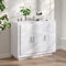 vidaXL - Dressoir - 92x35x75 - cm - bewerkt - hout - hoogglans - wit