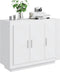 vidaXL - Dressoir - 92x35x75 - cm - bewerkt - hout - hoogglans - wit