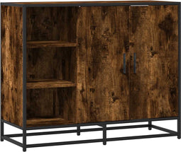 vidaXL - Dressoir - 92x35x76 - cm - bewerkt - hout - gerookt - eikenkleurig