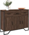 vidaXL - Dressoir - 97x32,5x74,5 - cm - bewerkt - hout - bruin - eikenkleur