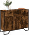 vidaXL - Dressoir - 97x32,5x74,5 - cm - bewerkt - hout - gerookt - eikenkleurig