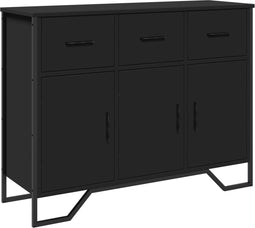 vidaXL - Dressoir - 97x32,5x74,5 - cm - bewerkt - hout - zwart