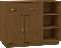 vidaXL - Dressoir - 98,5x40x75 - cm - massief - grenenhout - honingbruin