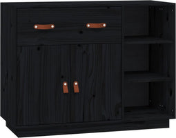 vidaXL - Dressoir - 98,5x40x75 - cm - massief - grenenhout - zwart