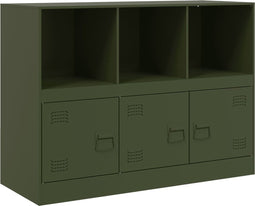 vidaXL - Dressoir - 99x39x73 - cm - staal - olijfgroen