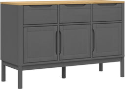 vidaXL - Dressoir - FLORO - 114x43x74 - cm - massief - grenenhout - grijs