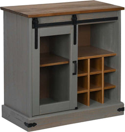 vidaXL - Dressoir - HALDEN - met - schuifdeur - 80x40x80 - cm - massief - hout - grijs