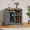 vidaXL - Dressoir - HALDEN - met - schuifdeur - 80x40x80 - cm - massief - hout - grijs