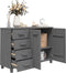 vidaXL - Dressoir - HAMAR - 113x40x80 - cm - massief - grenenhout - donkergrijs