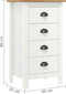 vidaXL - Dressoir - Hill - 46x35x80 - cm - massief - grenenhout - wit