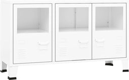 vidaXL - Dressoir - industrieel - 105x35x62 - cm - metaal - en - glas - wit