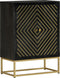 vidaXL - Dressoir - met - 2 - deuren - 55x30x75 - cm - mangohout - zwart - en - goud