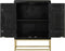 vidaXL - Dressoir - met - 2 - deuren - 55x30x75 - cm - mangohout - zwart - en - goud