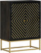 vidaXL - Dressoir - met - 2 - deuren - 55x30x75 - cm - mangohout - zwart - en - goud