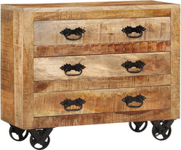 vidaXL - Dressoir - met - 3 - lades - 80x30x65 - cm - massief - ruw - mangohout
