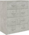vidaXL - Dressoir - met - 4 - lades - 60x30,5x71 - cm - betongrijs