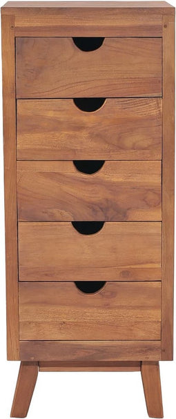 vidaXL - Dressoir - met - 5 - lades - 40x30x100 - cm - massief - teakhout