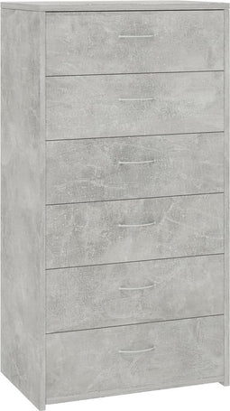 vidaXL - Dressoir - met - 6 - lades - 50x34x96 - cm - bewerkt - hout - betongrijs