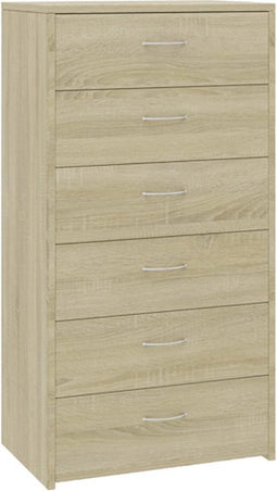 vidaXL - Dressoir - met - 6 - lades - 50x34x96 - cm - bewerkt - hout - sonoma - eikenkleur