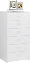 vidaXL - Dressoir - met - 6 - lades - 50x34x96 - cm - bewerkt - hout - hoogglans - wit