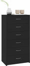 vidaXL - Dressoir - met - 6 - lades - 50x34x96 - cm - bewerkt - hout - zwart