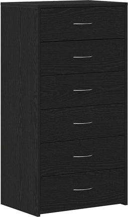 vidaXL - Dressoir - met - 6 - lades - 50x34x96 - cm - spaanplaat - zwart - eikenkleurig