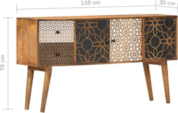 vidaXL - Dressoir - met - geprint - patroon - 130x30x70 - cm - massief - mangohout