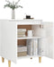 vidaXL - Dressoir - met - houten - poten - 60x35x70 - cm - spaanplaat - hoogglans - wit