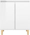 vidaXL - Dressoir - met - houten - poten - 60x35x70 - cm - spaanplaat - hoogglans - wit