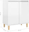 vidaXL - Dressoir - met - houten - poten - 60x35x70 - cm - spaanplaat - hoogglans - wit