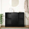 vidaXL - Dressoir - met - lade - 101x35x76 - cm - spaanplaat - zwart - eikenkleurig