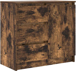 vidaXL - Dressoir - met - lade - 71x35x65 - cm - spaanplaat - gerookt - eikenkleurig