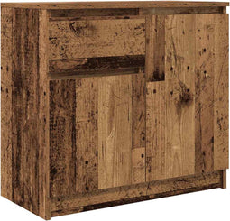 vidaXL - Dressoir - met - lade - 71x35x65 - cm - spaanplaat - oud - hout