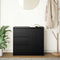 vidaXL - Dressoir - met - lade - 71x35x65 - cm - spaanplaat - zwart - eikenkleurig