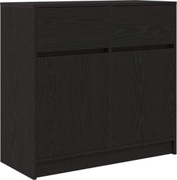 vidaXL - Dressoir - met - lade - 80x34x76 - cm - spaanplaat - zwart - eikenkleurig