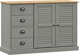 vidaXL - Dressoir - met - lades - VIGO - 113x40x75 - cm - massief - grenenhout - grijs