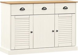 vidaXL - Dressoir - met - lades - VIGO - 113x40x75 - cm - massief - grenenhout - wit