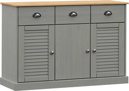 vidaXL - Dressoir - met - lades - VIGO - 113x40x75 - cm - massief - grenenhout - grijs