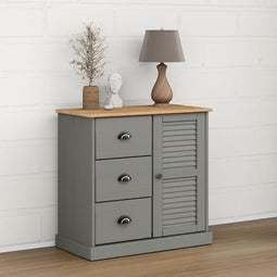 vidaXL - Dressoir - met - lades - VIGO - 78x40x75 - cm - massief - grenenhout - grijs