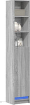 vidaXL - Dressoir - met - LED - 36x32,5x200 - cm - bewerkt - hout - grijs - sonoma - eiken