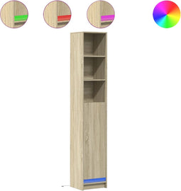 vidaXL - Dressoir - met - LED - 36x32,5x200cm - bewerkt - hout - sonoma - eikenkleurig